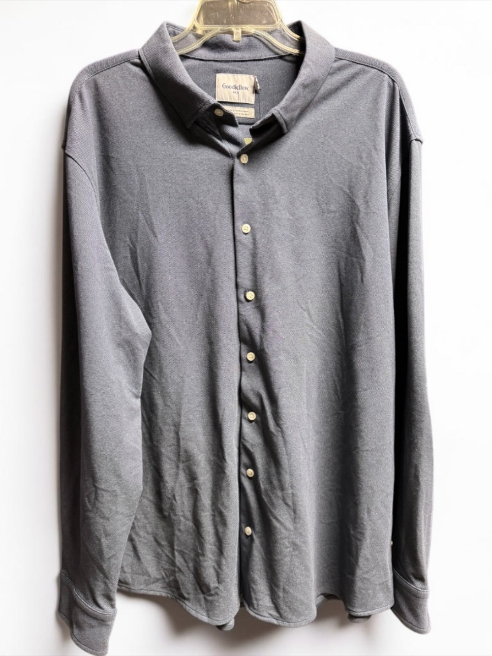 NWT Goodfellow & Co Gray Knit Button Down Shirt XXL Men’s Stretch Casual